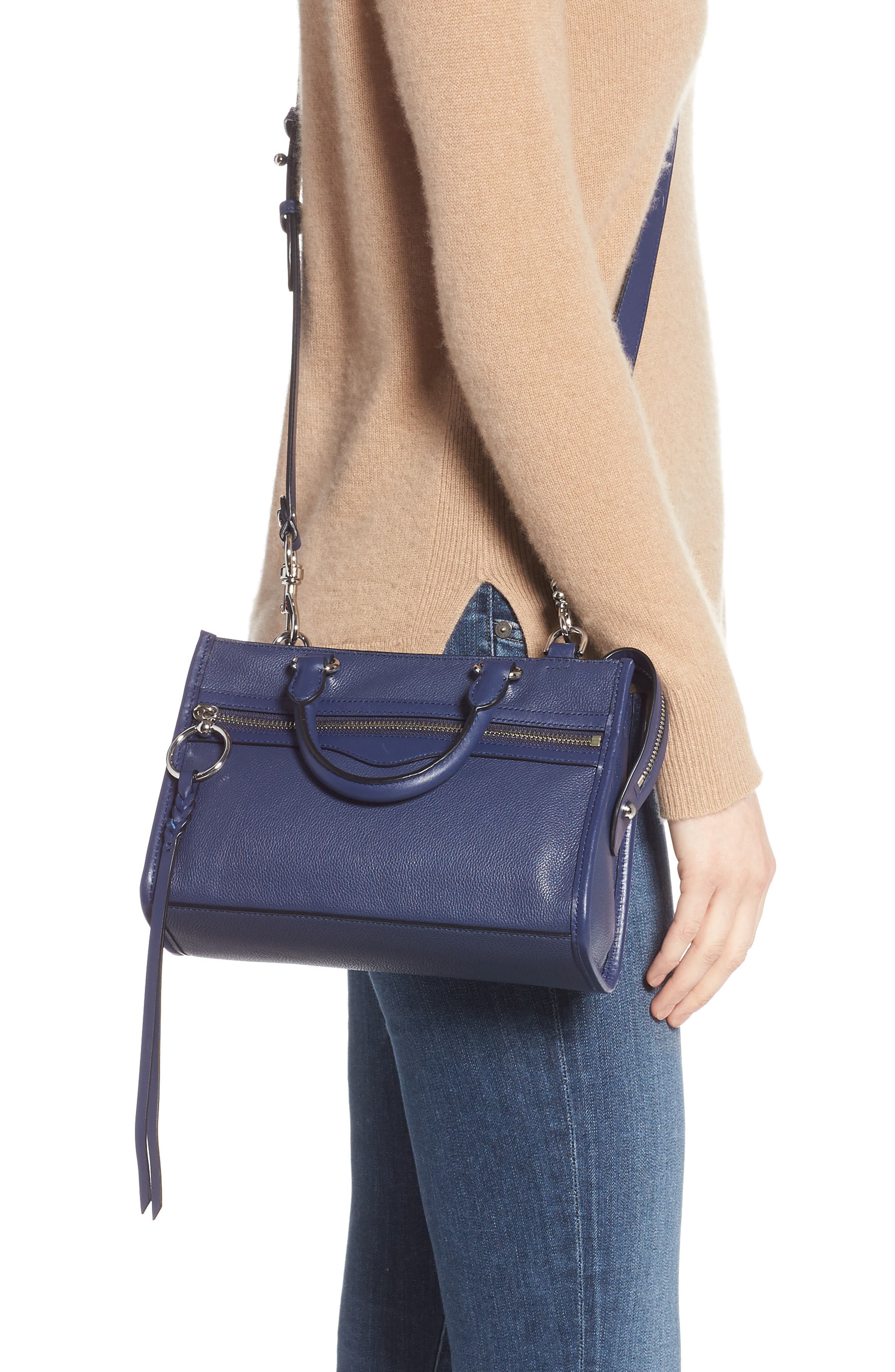 Rebecca Minkoff Micro Bedford Leather Satchel, Alternate, color, Twilight