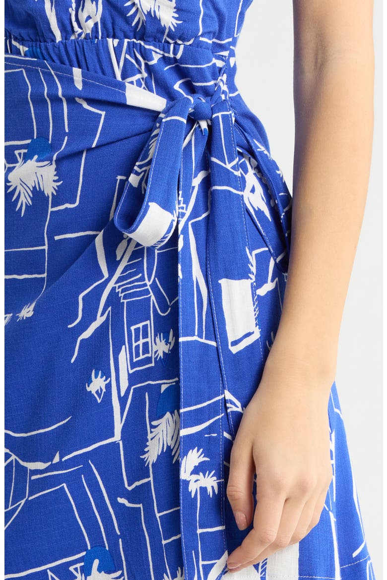 Mims Town Janis Faux Wrap Minidress, Alternate, color, WHITE-BLUE-MULTI