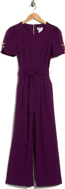 DKNY Short Sleeve Tie Waist Jumpsuit