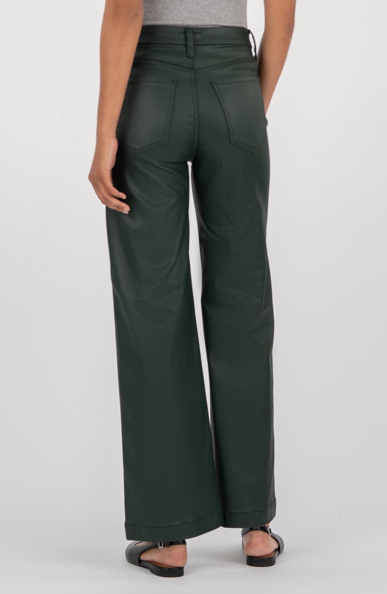 KUT from the Kloth Meg Coated High Waist Wide Leg Ankle Jeans, Alternate, color, Forest