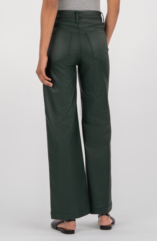 Kut From The Kloth Meg Coated High Waist Wide Leg Jeans In Green