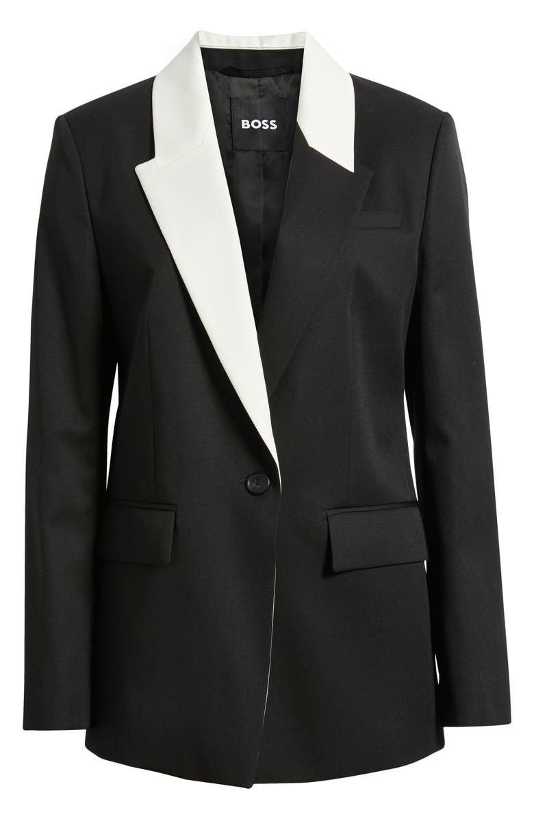 BOSS Janka 6 Colorblock Wool Blazer, Alternate, color, Black