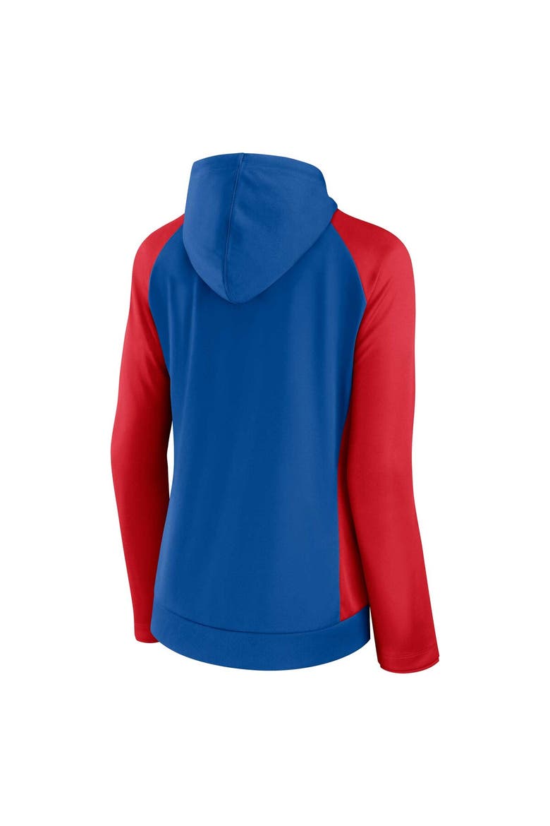 Women's Fanatics Branded Royal/Red Chicago Cubs Iconic Raglan Full-Zip Hoodie, Alternate, color, Royal