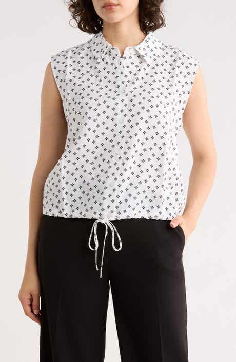 Adrianna Papell Floral Sleeveless Button-Up Top