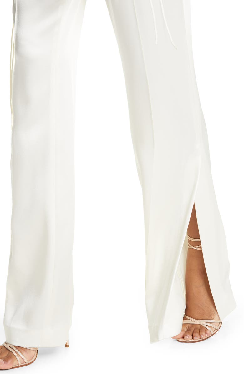 LAPOINTE High Waist Double Face Satin Flare Trousers, Alternate, color, Cream