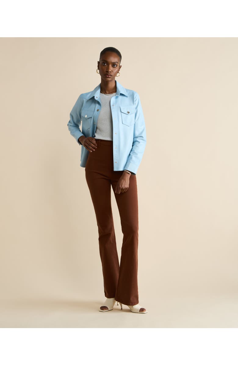 FURNIQ UK LLC Leather Shirt Jacket, Main, color, Blue