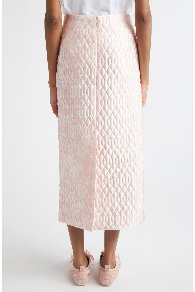 Quilted Floral Offset Pencil Skirt, Alternate, color, PINK/ BROWN