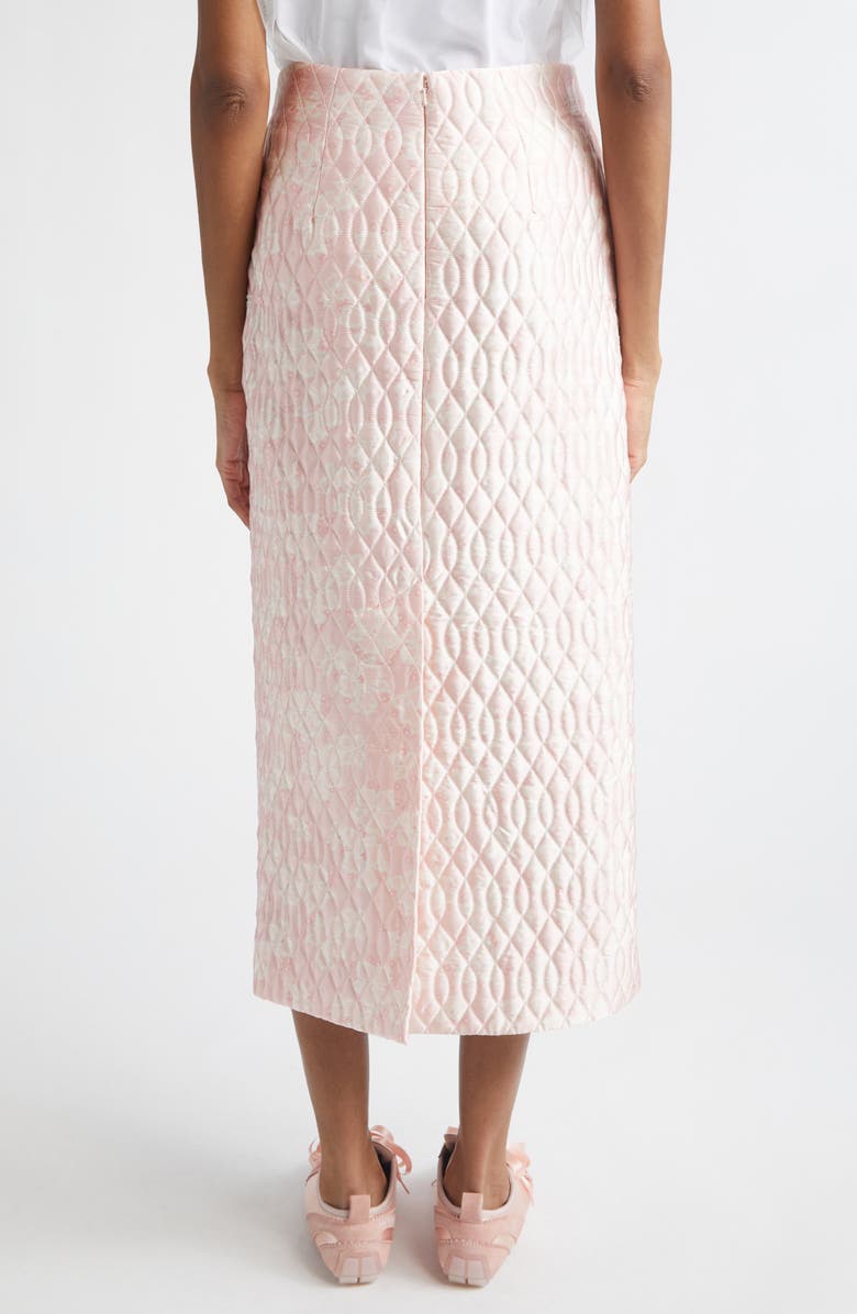 Simone Rocha Quilted Floral Offset Pencil Skirt, Alternate, color, Pink/ Brown