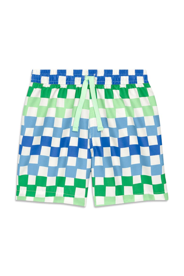 Kids Swim Trunk In Check, Main, color, Green Apple Multi Checks