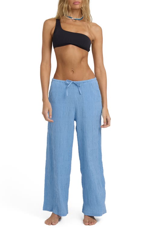 Billabong Laura Cotton Drawstring Waist Pants In Blue