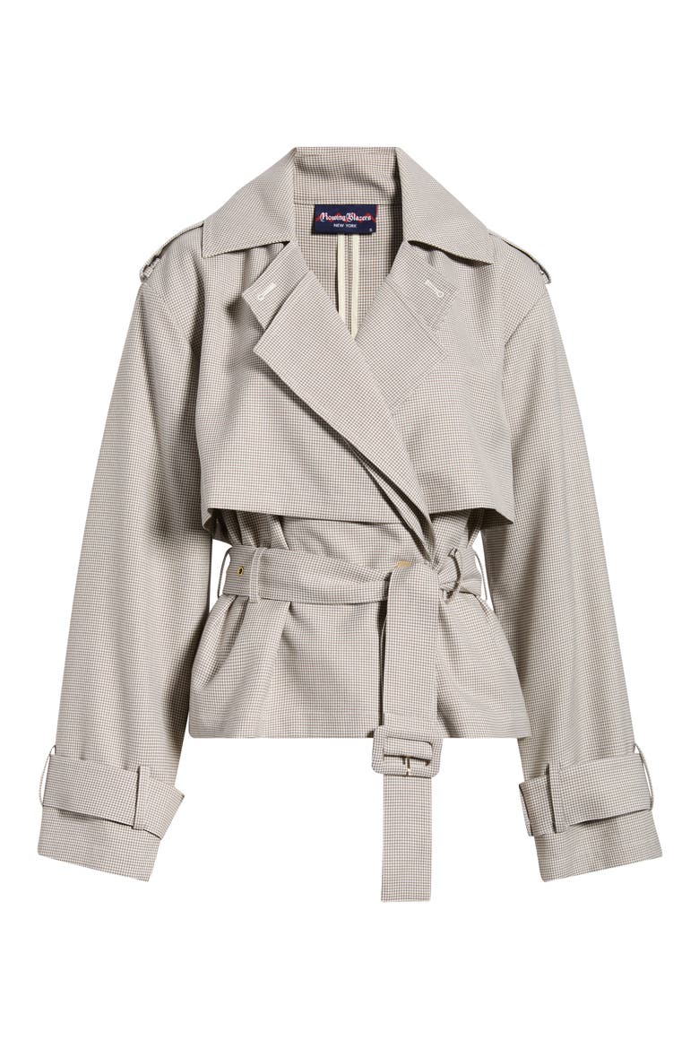Houndstooth Short Trench Jacket, Alternate, color, BEIGE