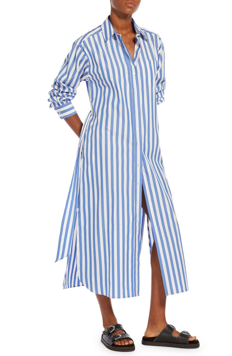 Weekend Max Mara Falasco Stripe Tie Waist Long Sleeve Maxi Shirtdress, Alternate, color,