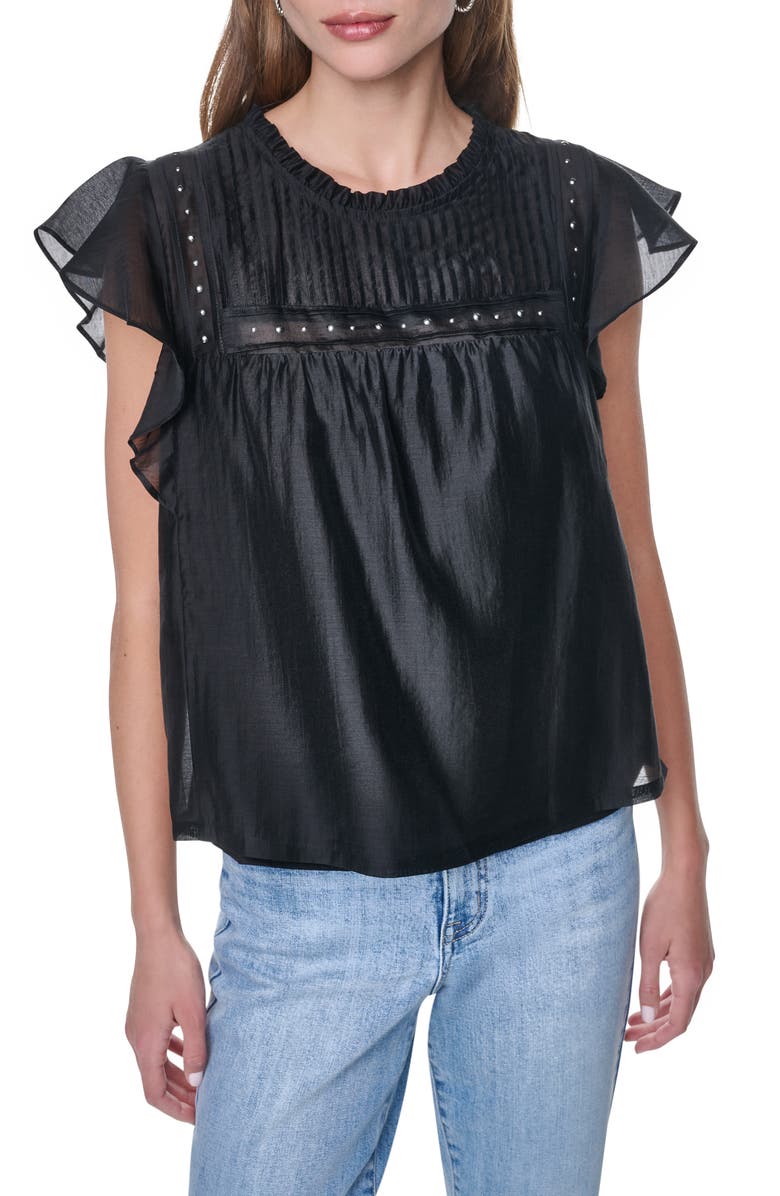 DKNY Studded Pintuck Top, Main, color, 