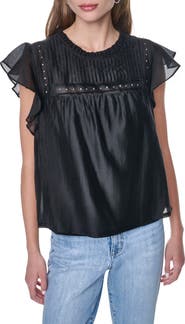 DKNY Studded Pintuck Top