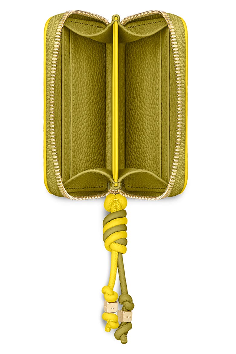 Small Leather Zipped Wallet, Alternate, color, Daisy Martini