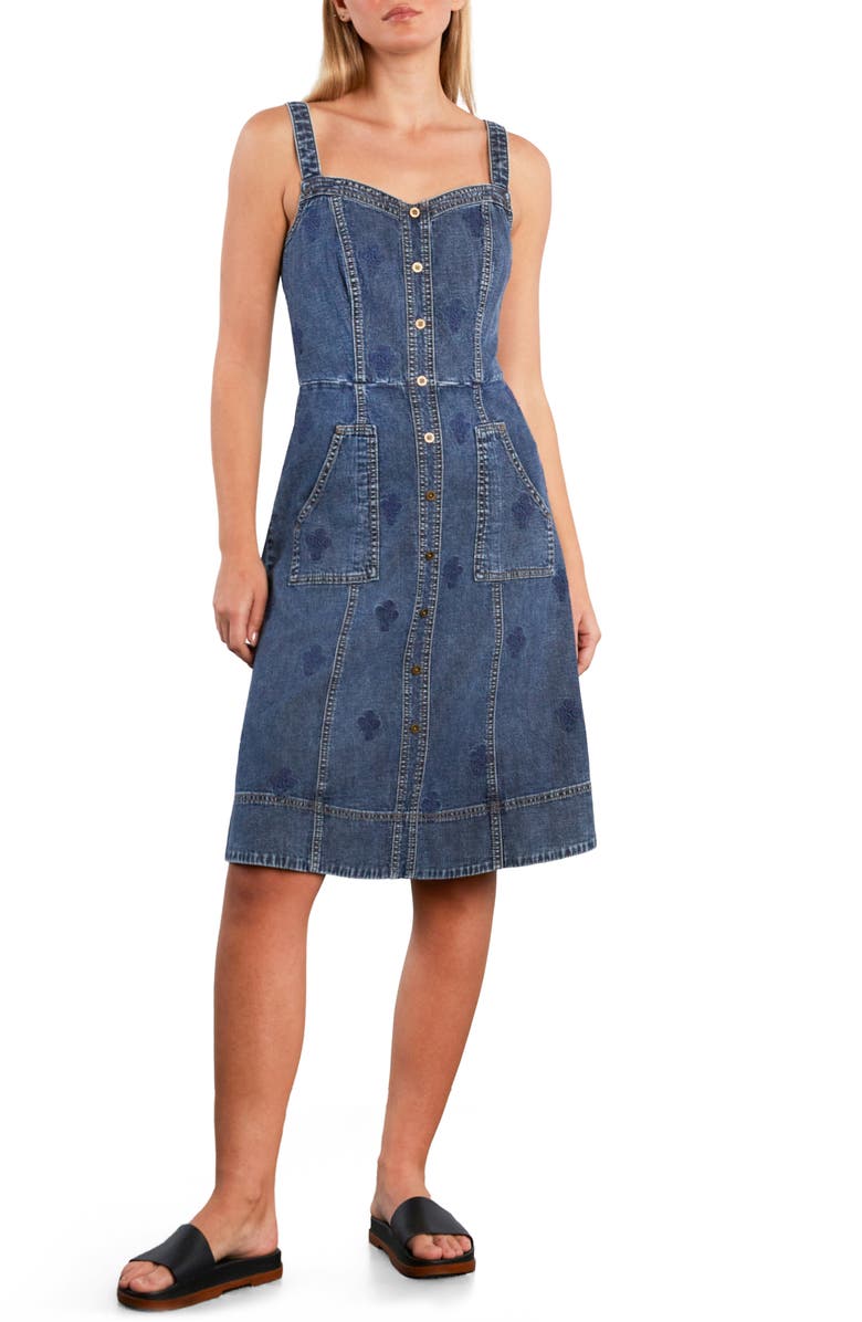 Wash Lab Denim Topstitch Seamed Denim Dress, Main, color, Petal Dream