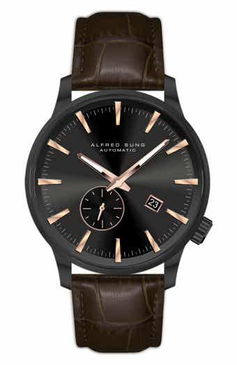 Alfred Sung Automatic II Leather Strap Watch, 43mm