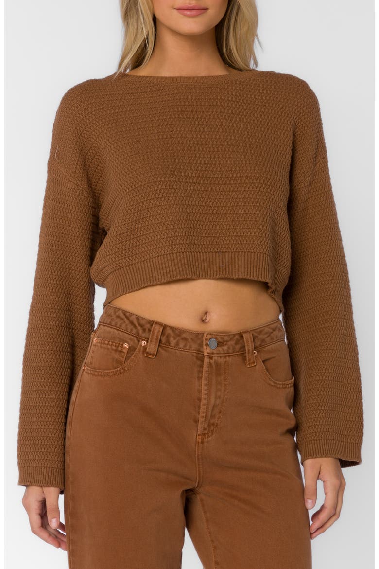 Carla Crop Sweater, Main, color, RUSTY BROW