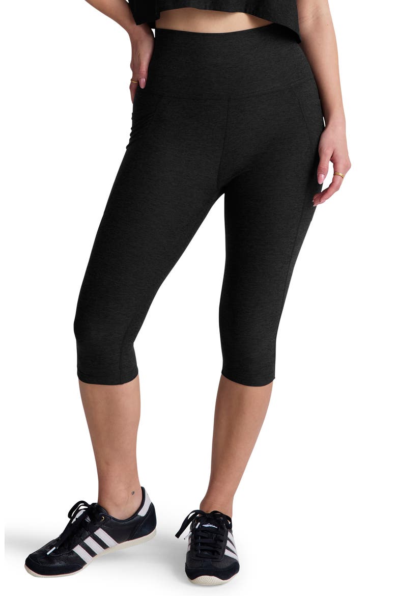 Spacedye High Waist Pocket Pedal Pusher Leggings, Main, color, DARKEST NIGHT