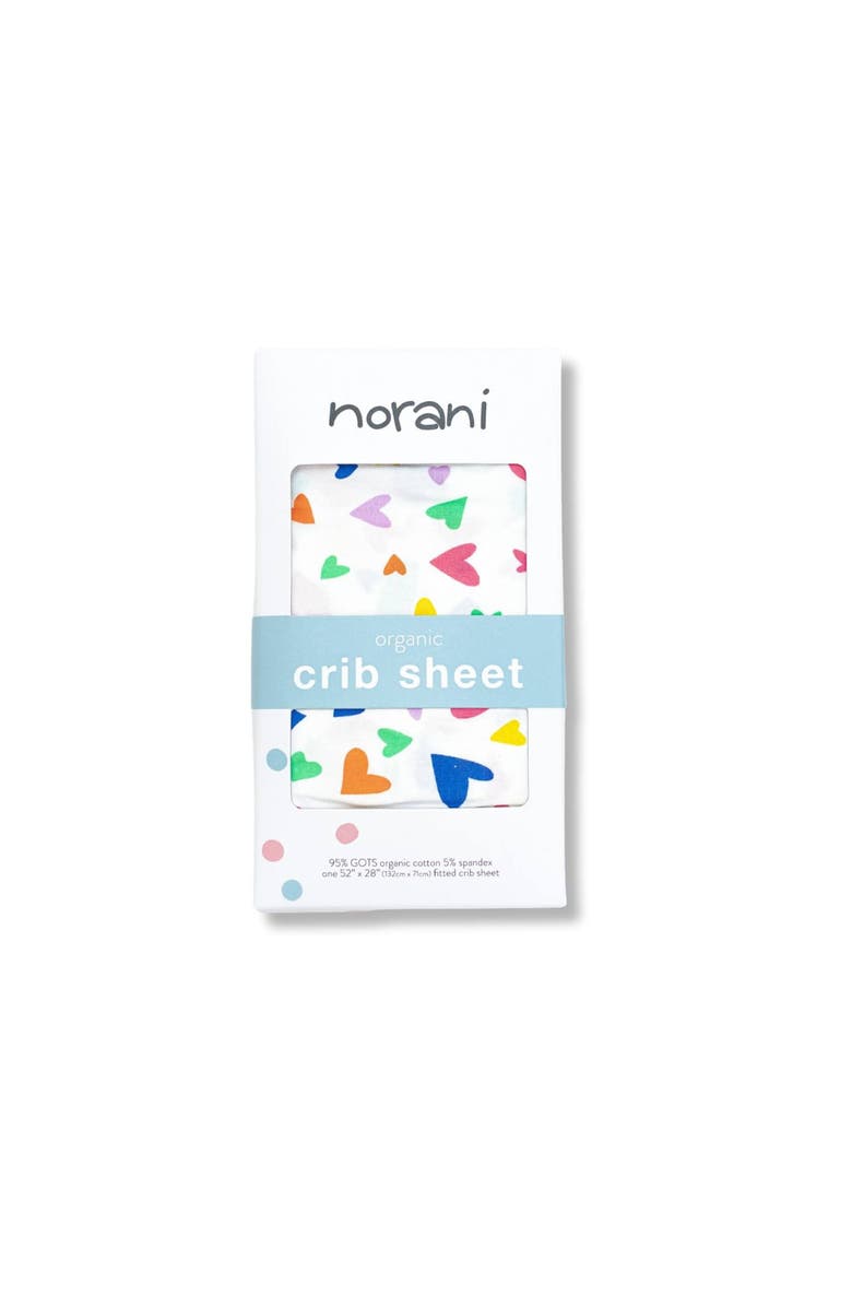 Norani Organic Fitted Crib Sheet, Alternate, color, Rainbow Hearts