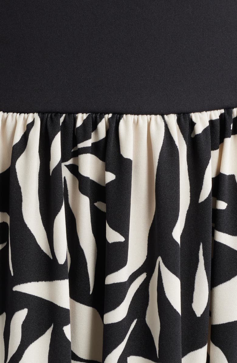 Loveappella Mock Neck Sleeveless Midi Dress, Alternate, color, Black/ Ivory