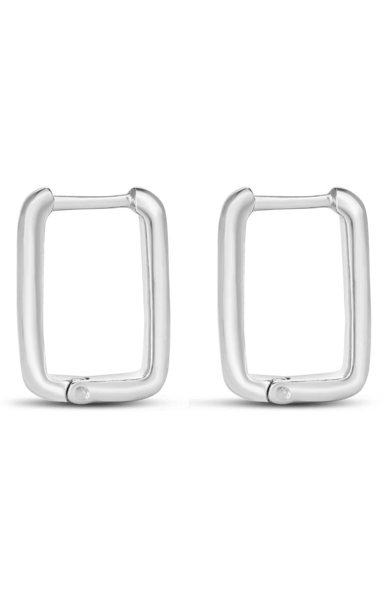KARAT RUSH Rhodium Plated Sterling Silver Geometric Hinged Hoop Earrings, Alternate, color, Rhodium White