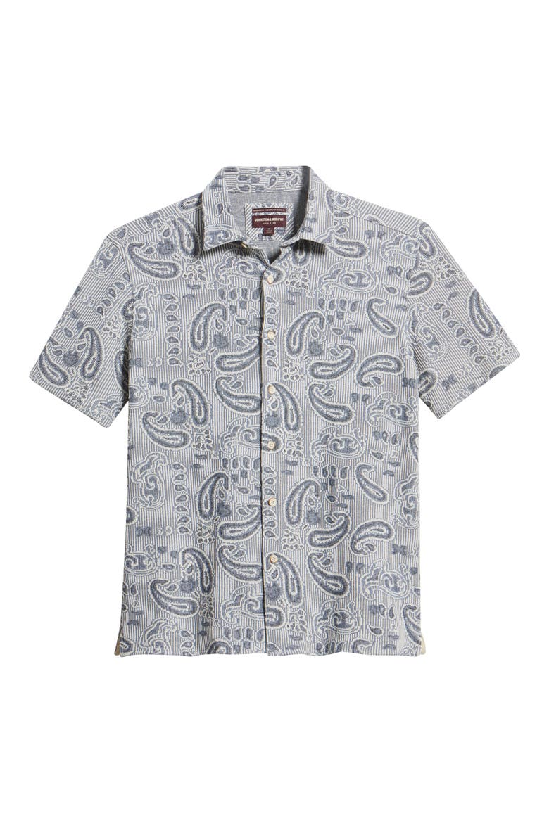 Linden Textured Short Sleeve Button-Up Shirt, Alternate, color, BLUE PAISLEY
