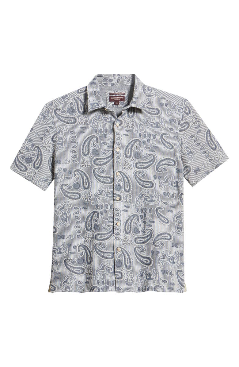 Johnston & Murphy Linden Textured Short Sleeve Button-Up Shirt, Main, color, Blue Paisley