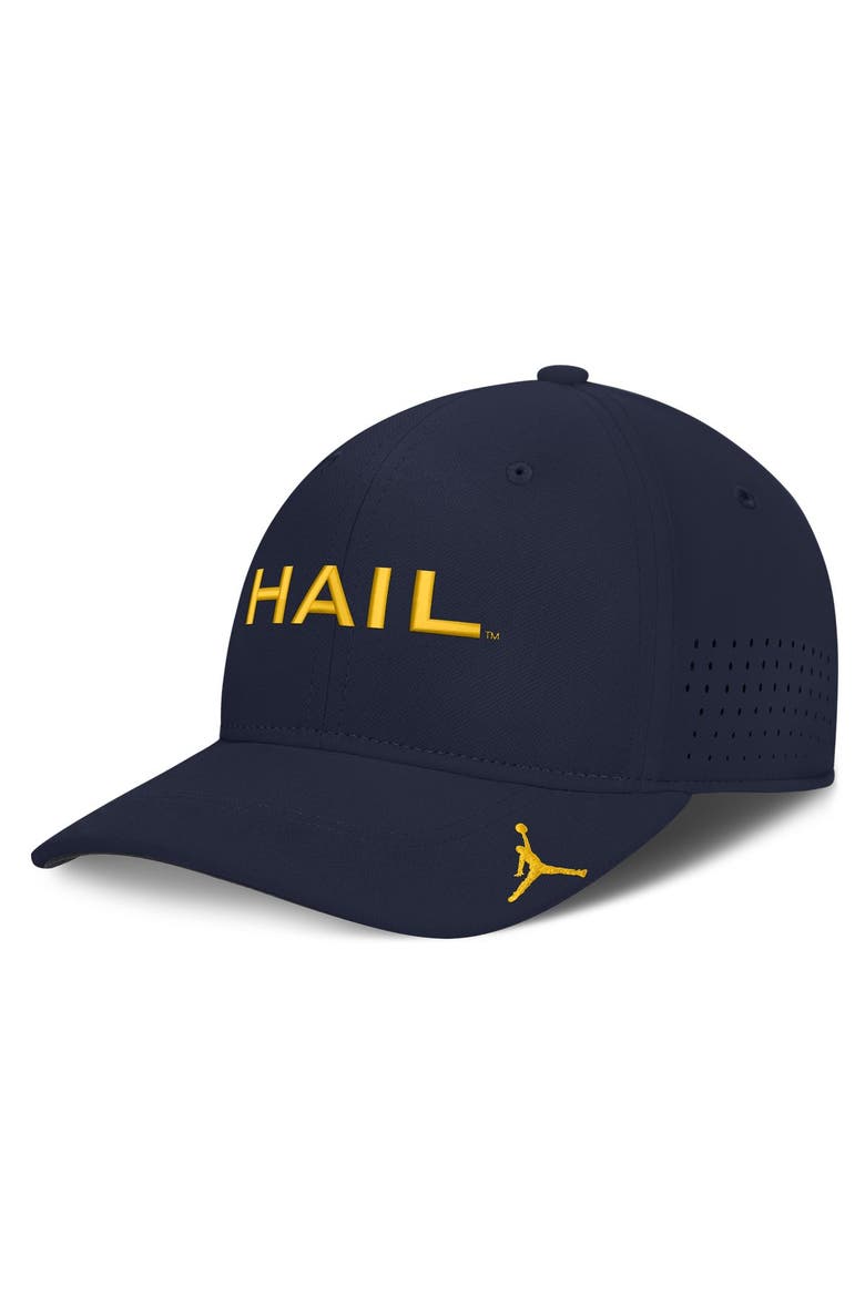 Men's Jordan Brand Navy Michigan Wolverines Gameday Aerobill Swooshflex Dri-FIT Hat, Main, color, Navy
