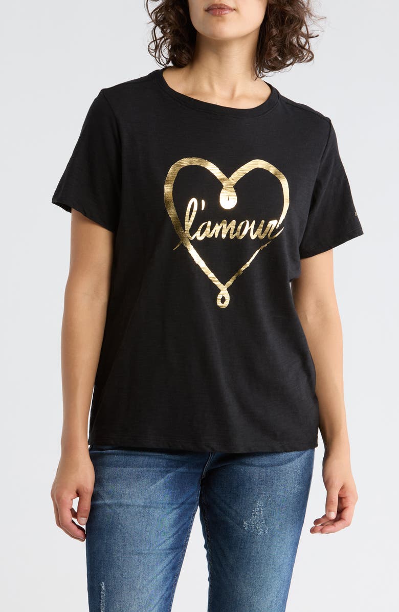 Cinq à Sept L'Amour Graphic T-Shirt, Main, color, Black/ Gold