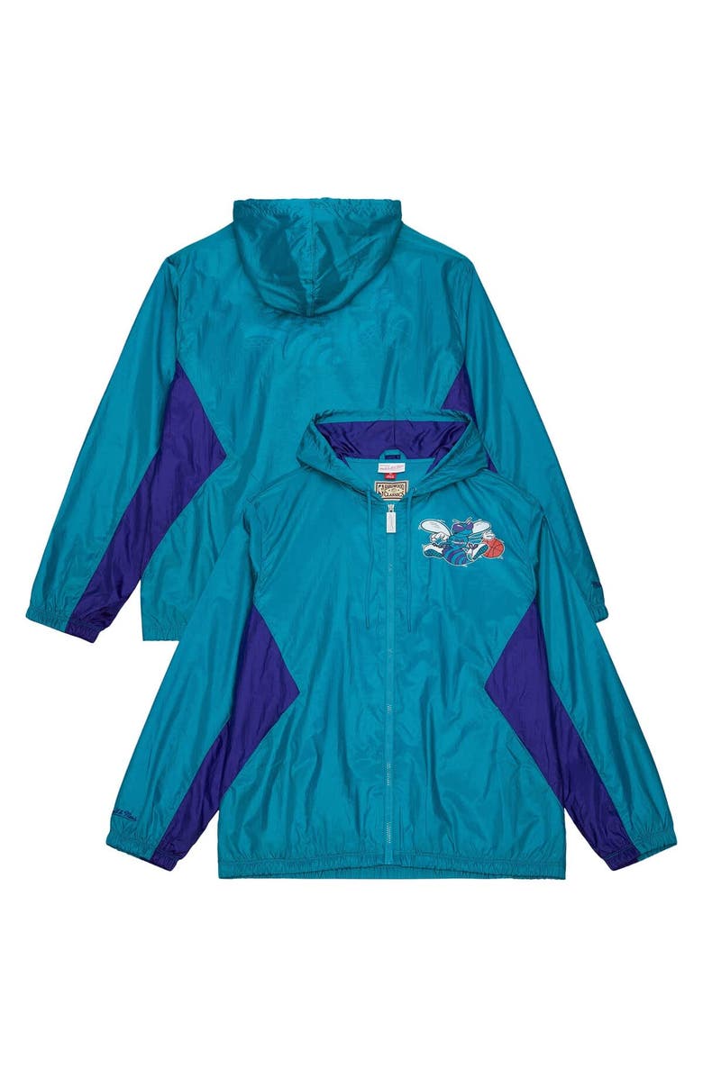 Mitchell & Ness Men's Mitchell & Ness Teal Charlotte Hornets Playmaker Full-Zip Hooded Windbreaker Jacket, Main, color, Teal
