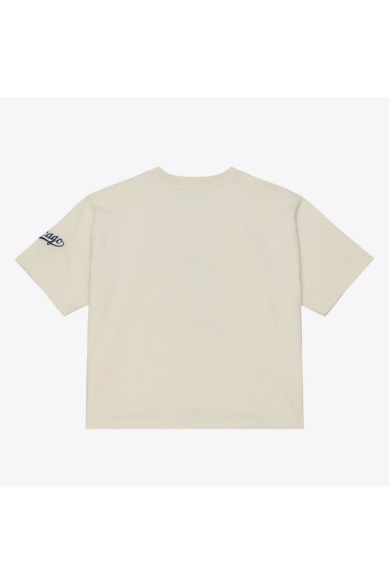 Women's Mitchell & Ness  Cream Chicago Cubs Cooperstown Yacht Rock Boxy Cropped T-Shirt, Alternate, color, Cream