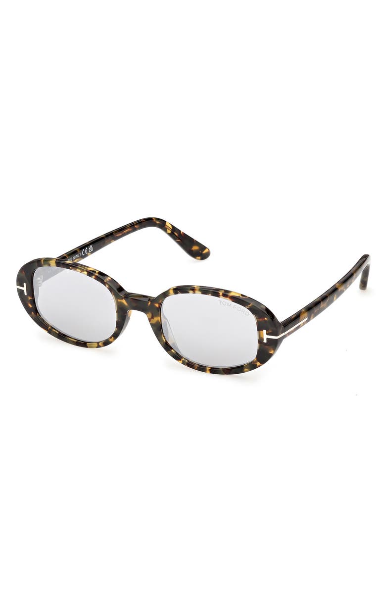 TOM FORD 49mm Small Iggy Oval Sunglasses, Alternate, color, Tortoise Shell Havana / Mirror
