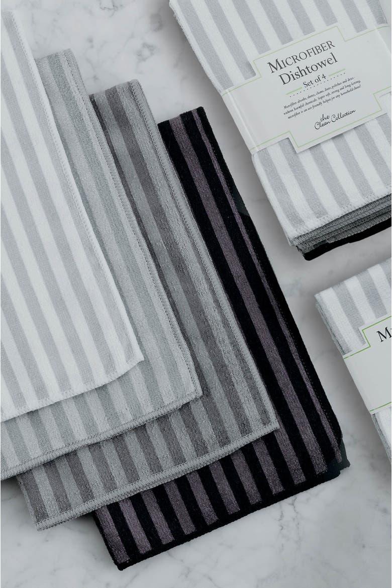 Gray Stripe Microfiber Towel Set/4, Alternate, color, Gray