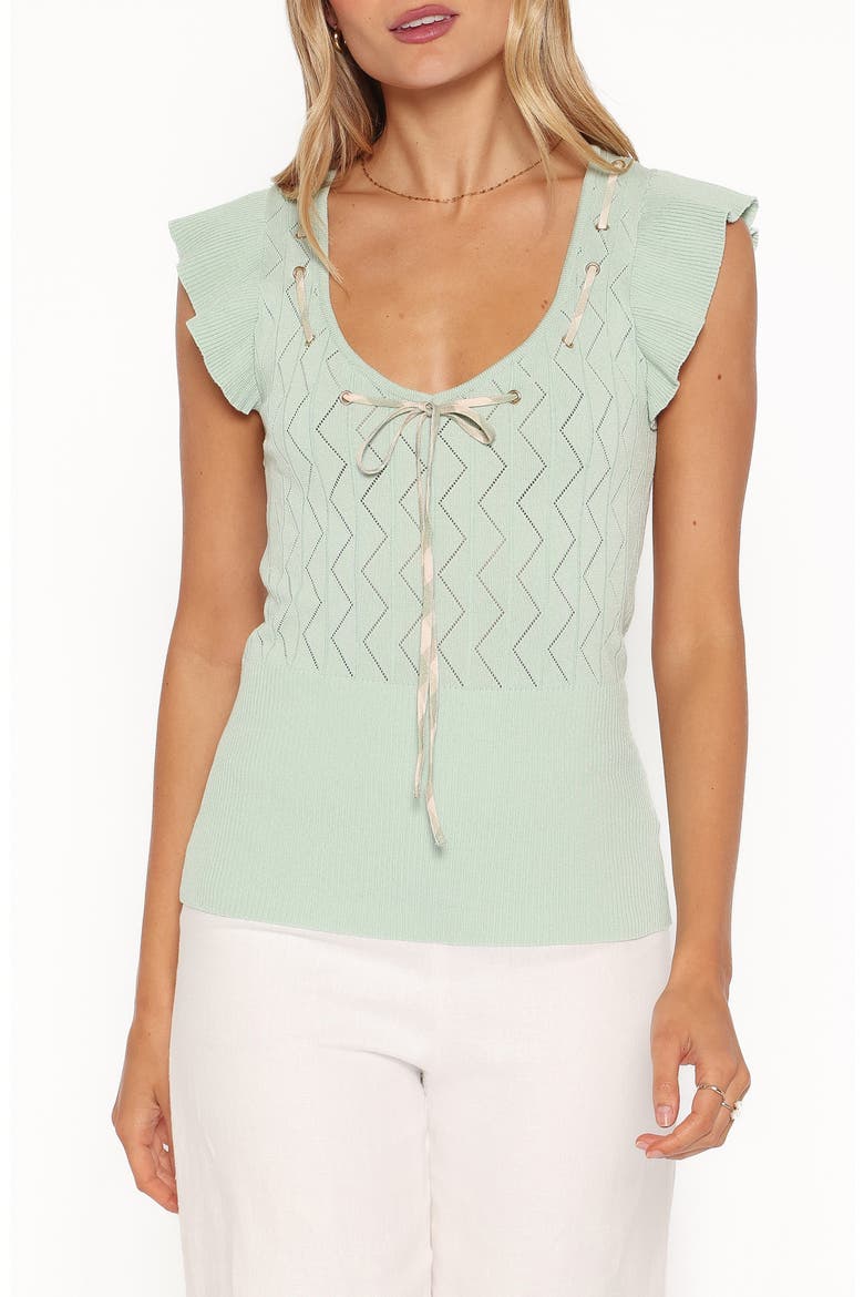 Tucker Pointelle Knit Top, Main, color, SAGE GREEN