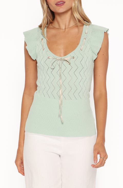Tucker Pointelle Knit Top