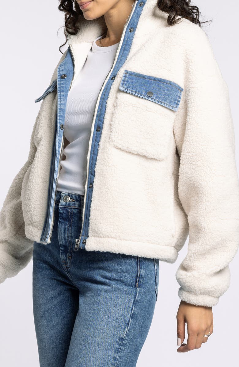 Thread & Supply Leona Denim & Faux Shearling Jacket, Alternate, color, Tofu