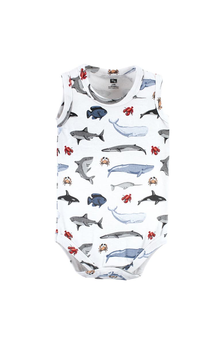 Hudson Baby Cotton Tank-Style Bodysuits, Alternate, color, Boy Sea Creatures