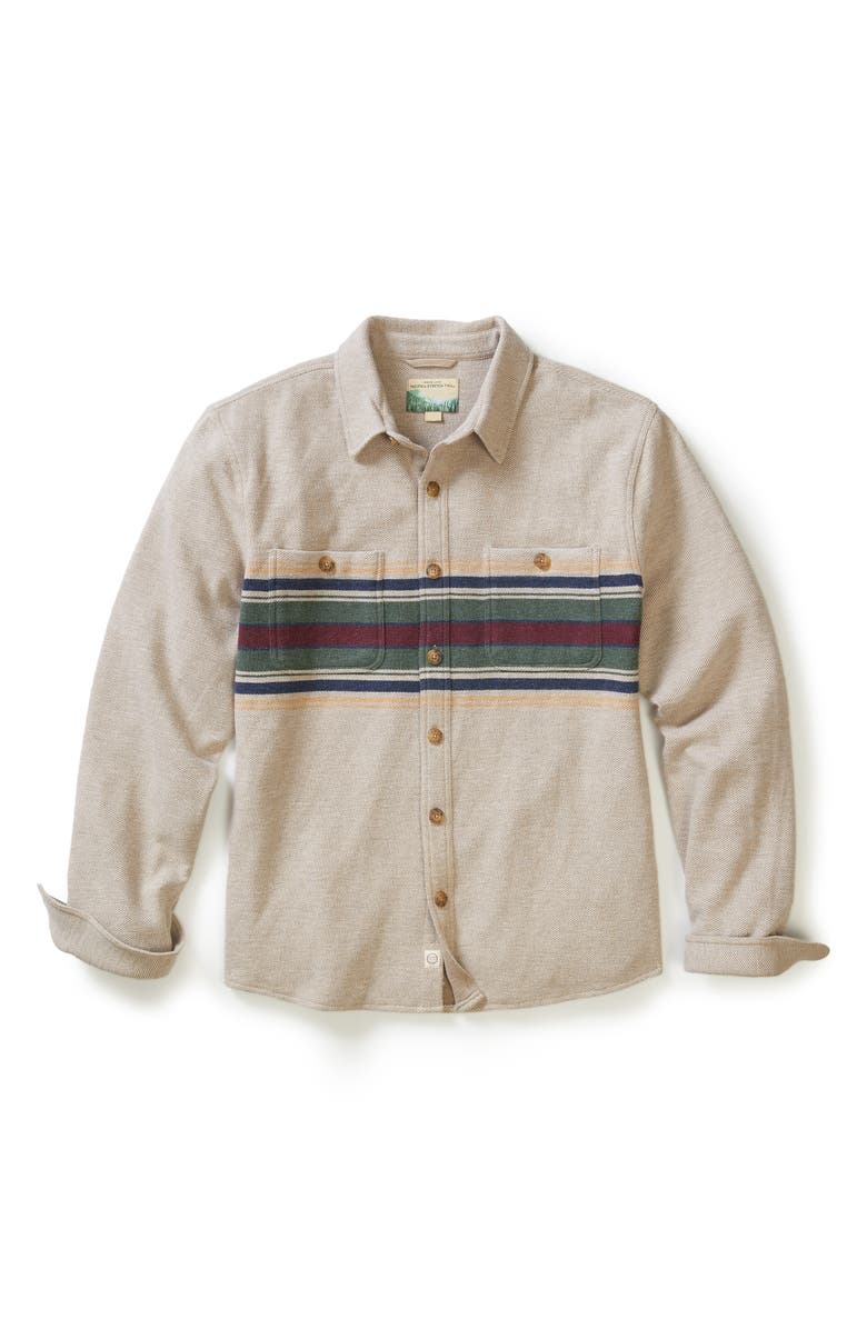 Marine Layer Pacifica Multi Stripe Stretch Twill Overshirt, Alternate, color, Taupe Multi Stripe