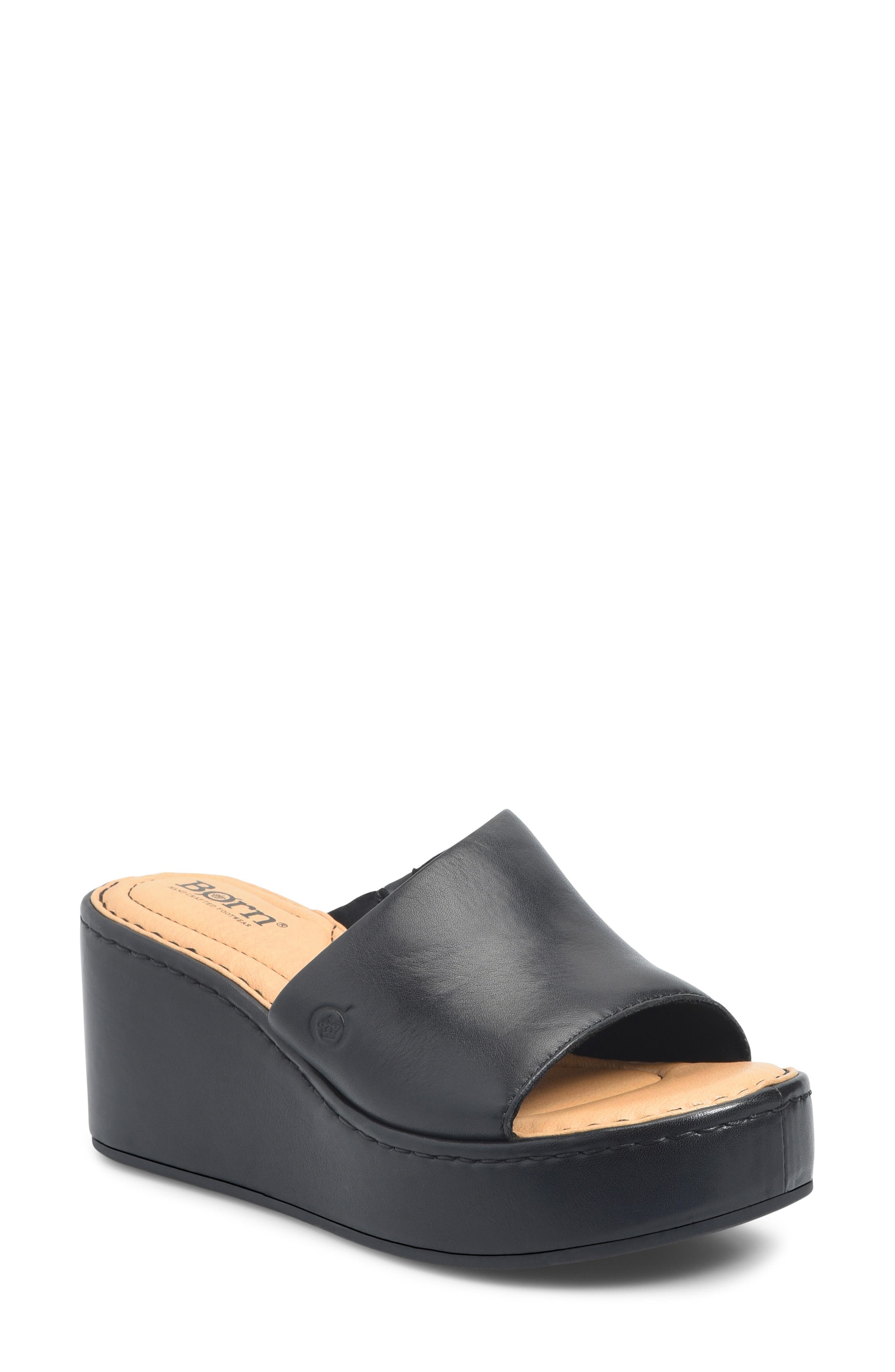 Børn Shilo Platform Wedge Sandal, Main, color, Black Leather