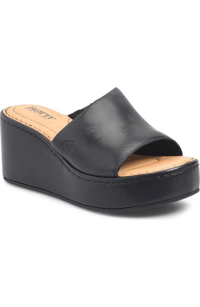 Børn Shilo Platform Wedge Sandal, Main, color, Black Leather