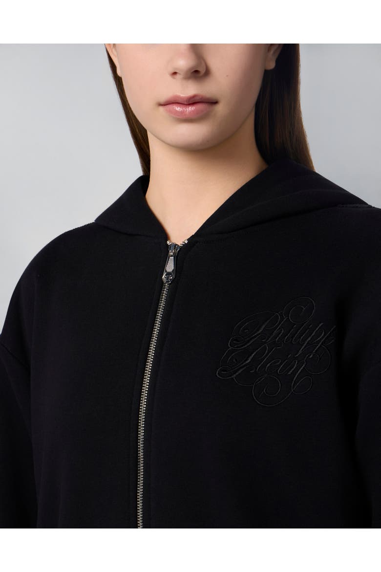 Zip Hoodie Strass Band Women, Alternate, color, black