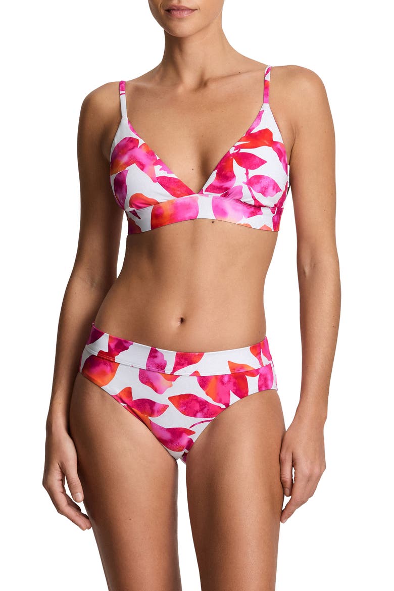 Triangle Bikini Top, Alternate, color, PINK/ WHITE MULTI
