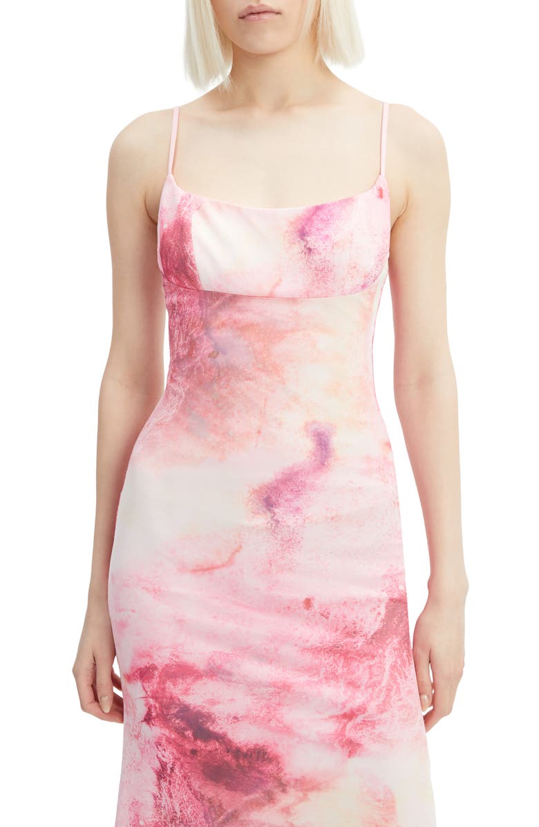 Bardot Adoni Printed Mesh Midi Dress, Alternate, color, Pink Tie Dye