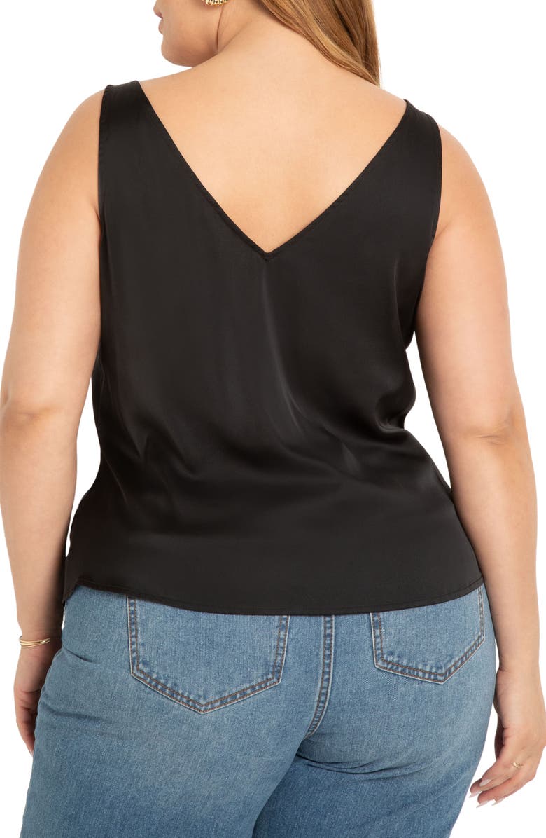 ELOQUII Ruched Front Satin Tank, Alternate, color,