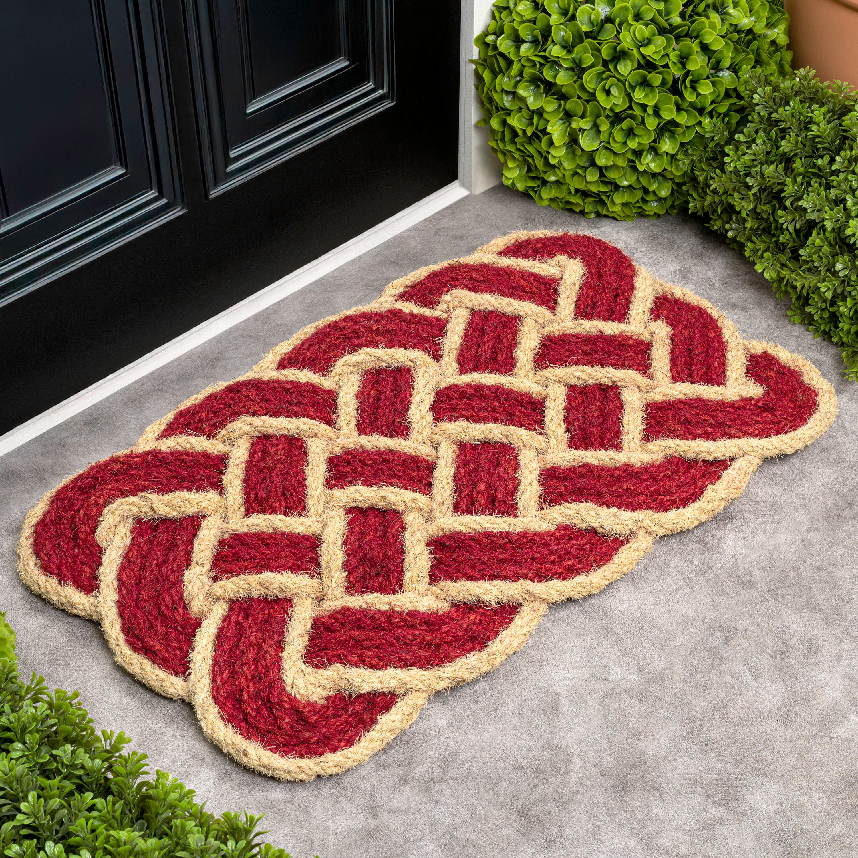 JONATHAN Y JONATHAN Y MAEVE CLASSIC COASTAL SCALLOPED BASKETWEAVE COIR INDOOR/OUTDOOR DOORMAT