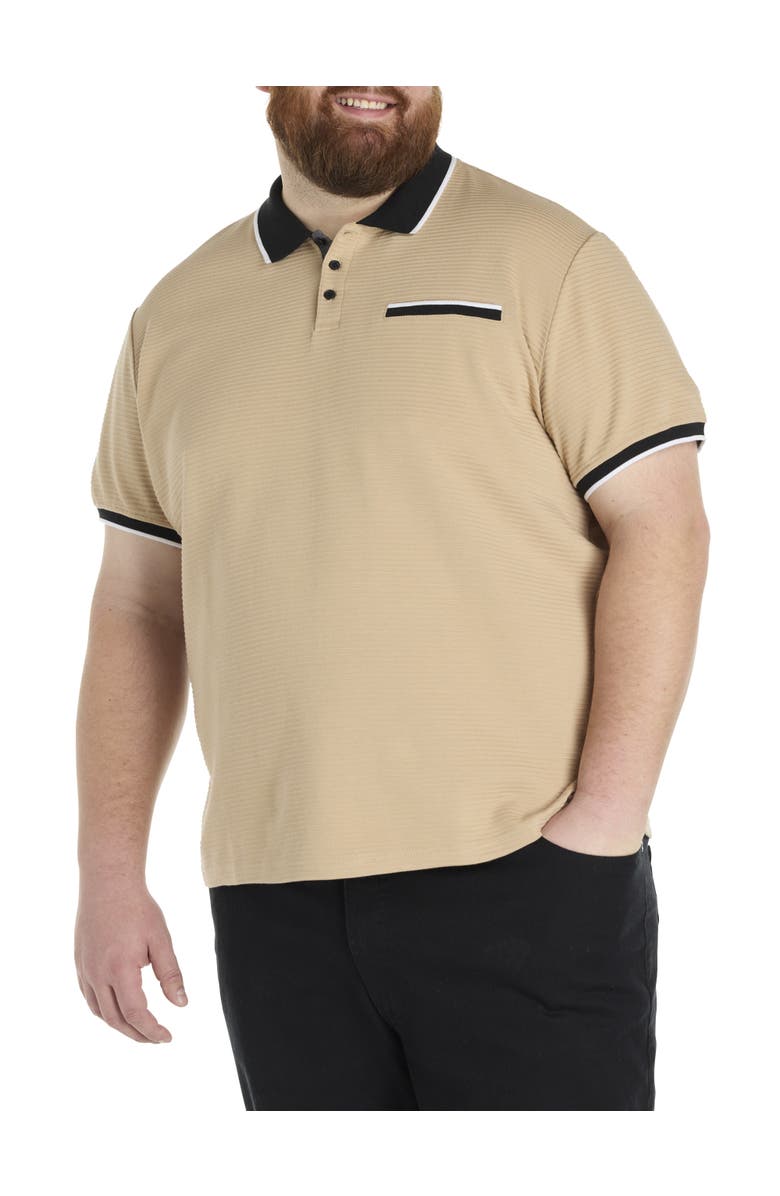 True Nation by DXL Big & Tall Tipped Polo Shirt, Main, color, Taupe
