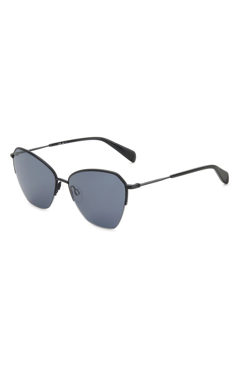rag & bone 58mm Cat Eye Sunglasses, Alternate, color, Matte Black/ Grey
