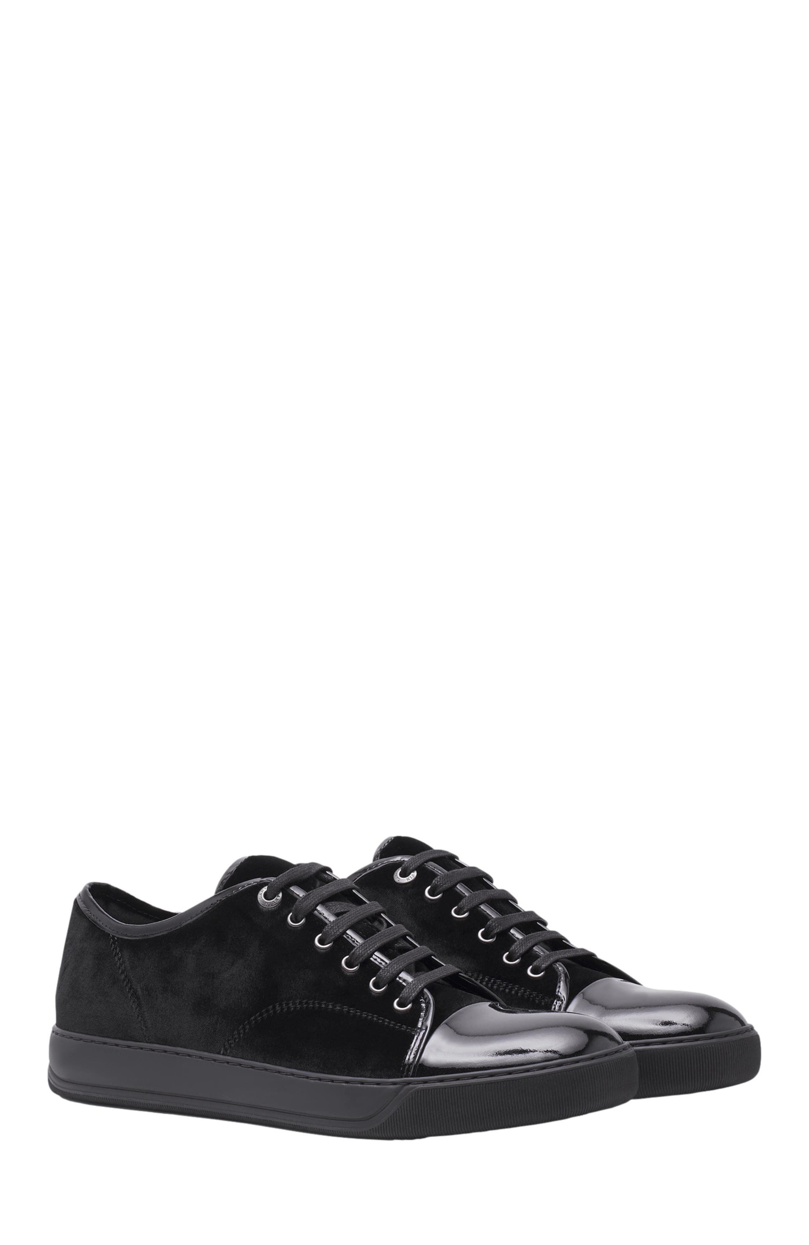 Lanvin DBB1 SNEAKERS IN VELVET AND PATENT LEATHER, Alternate, color, 