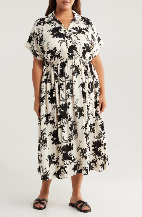 Floral Jacquard Collared Dress